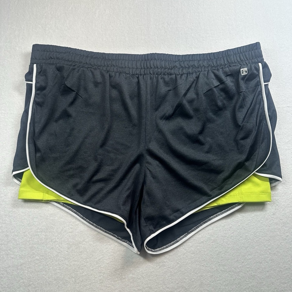 Hind Women's XL Black Green Hydra Protect Solace‎ Double Layer Running Shorts